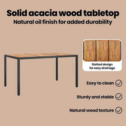 Garden Table Black 150 x 90 x 75 cm Poly Rattan