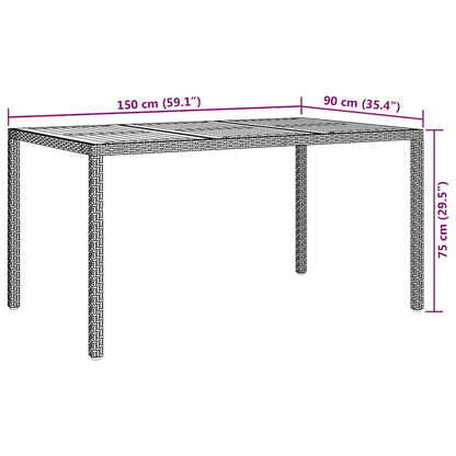 Garden Table Grey 150 x 90 x 75 cm Poly Rattan