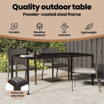 Garden Table Brown Poly Rattan