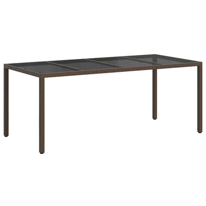 Garden Table Brown Poly Rattan
