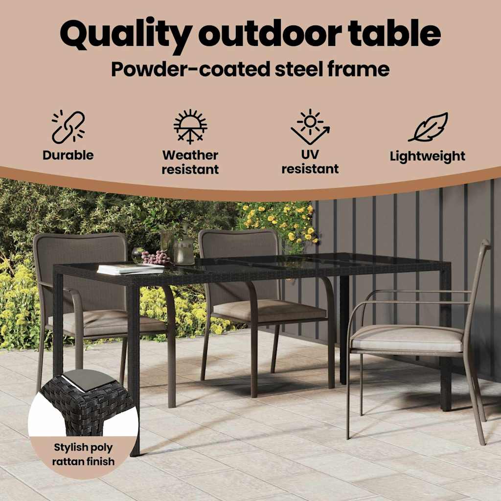Garden Table Black 190 x 90 x 75 cm Poly Rattan