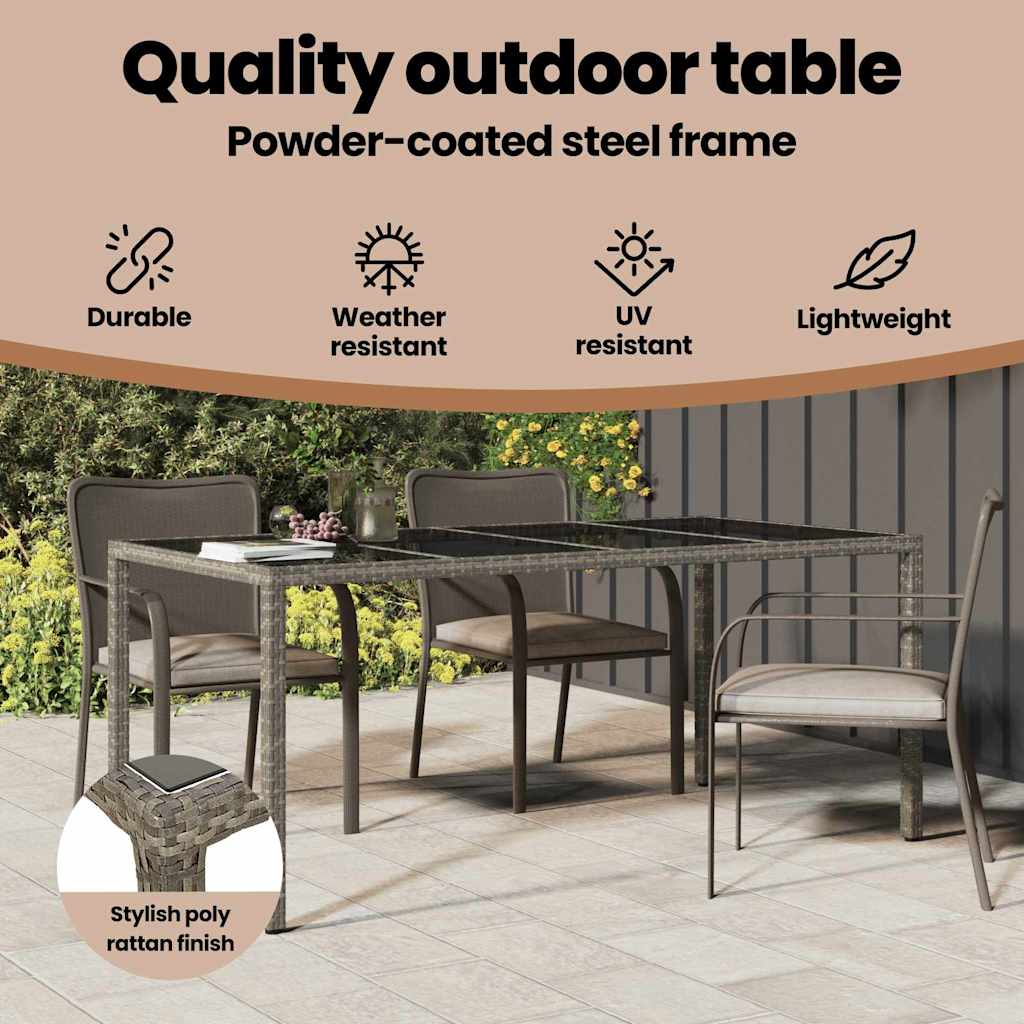 Garden Table Grey 190 x 90 x 75 cm Poly Rattan