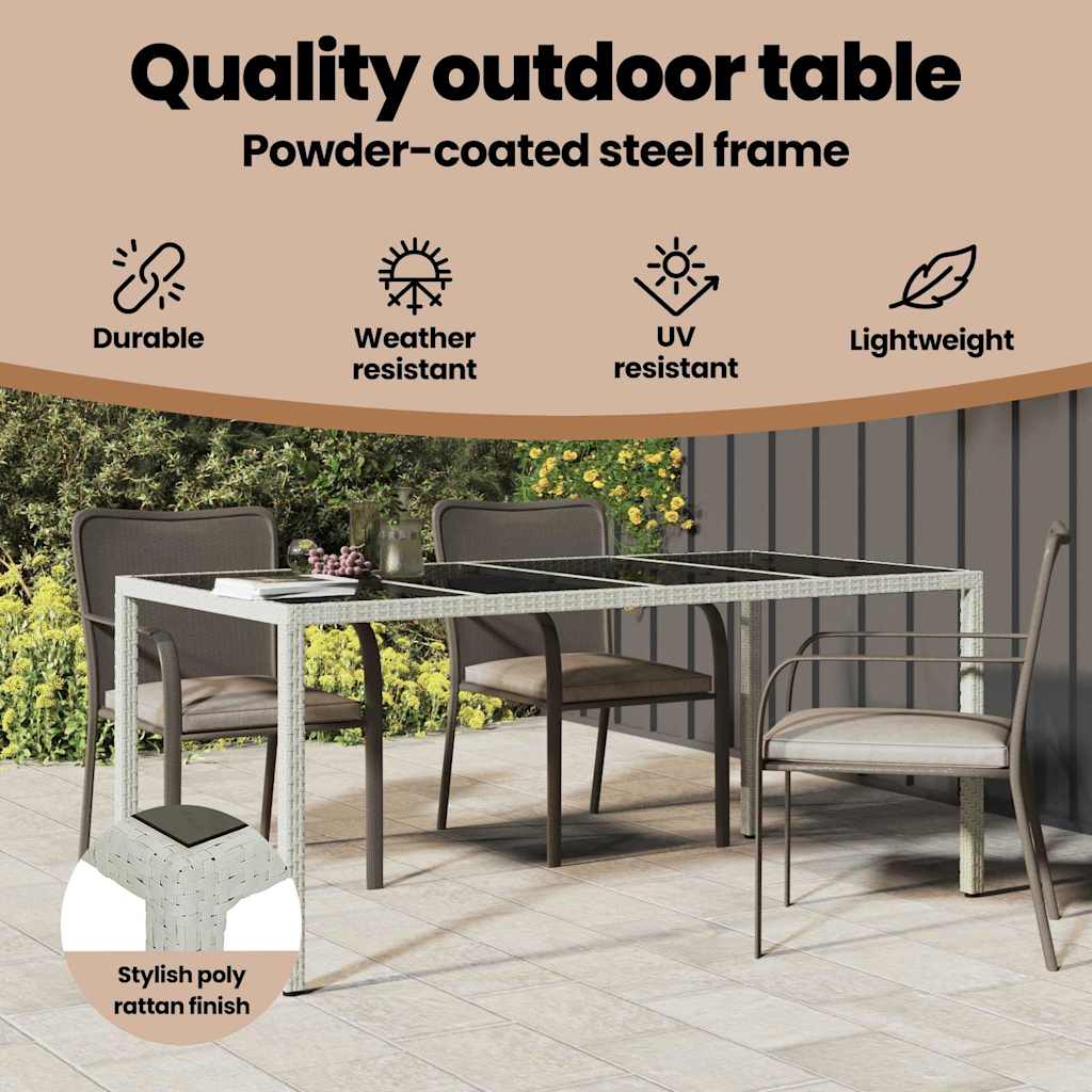 Garden Table White 190 x 90 x 75 cm Poly Rattan