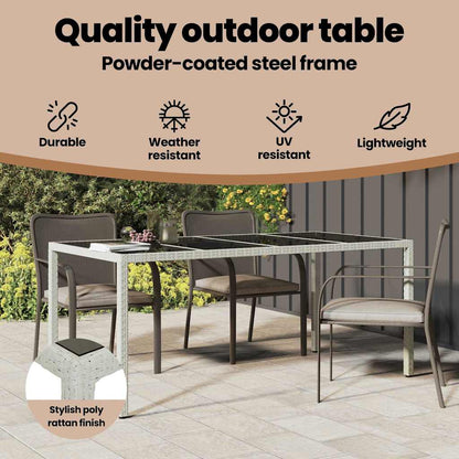 Garden Table White 190 x 90 x 75 cm Poly Rattan