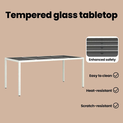 Garden Table White 190 x 90 x 75 cm Poly Rattan