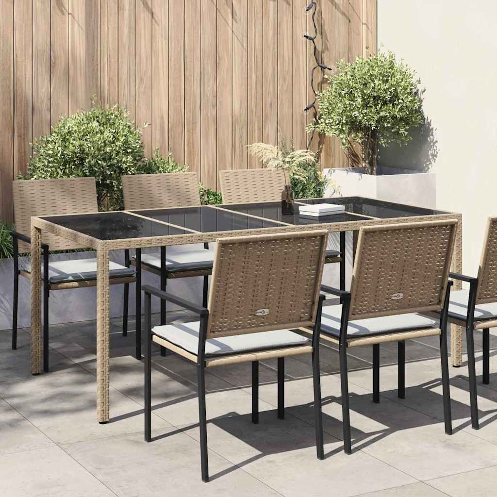 Garden Table Beige 190 x 90 x 75 cm Poly Rattan