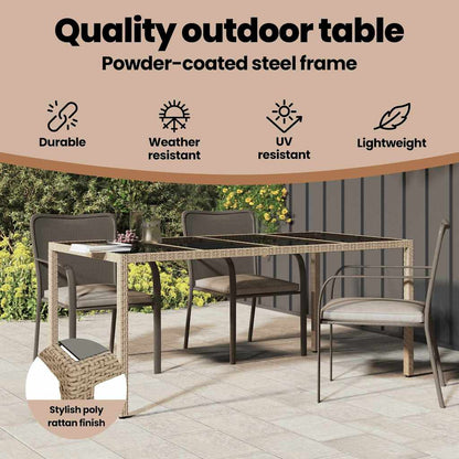 Garden Table Beige 190 x 90 x 75 cm Poly Rattan