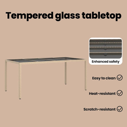 Garden Table Beige 190 x 90 x 75 cm Poly Rattan