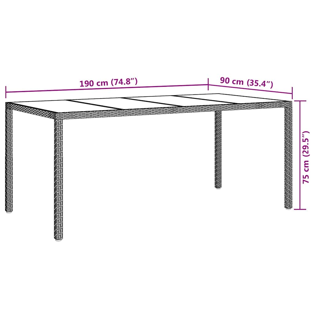 Garden Table Beige 190 x 90 x 75 cm Poly Rattan