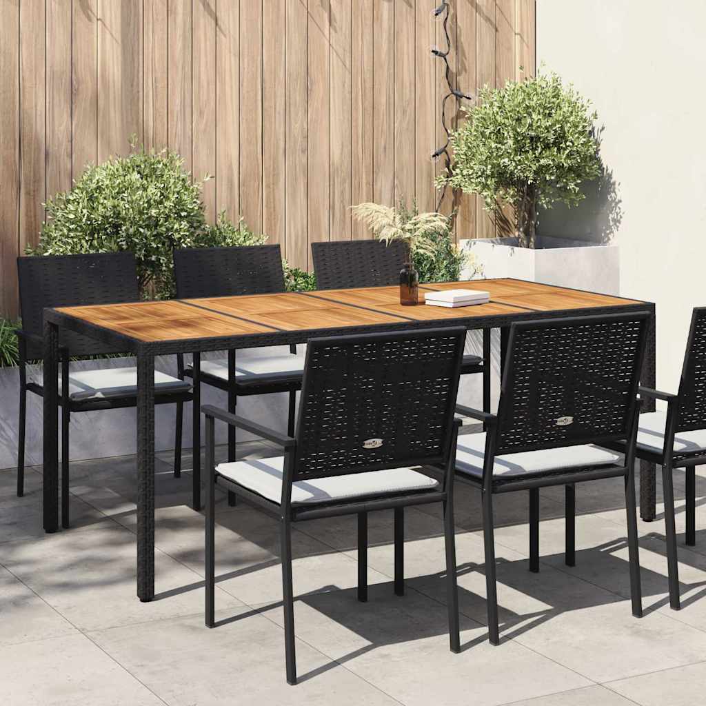 Garden Table Black 190 x 90 x 75 cm Poly Rattan