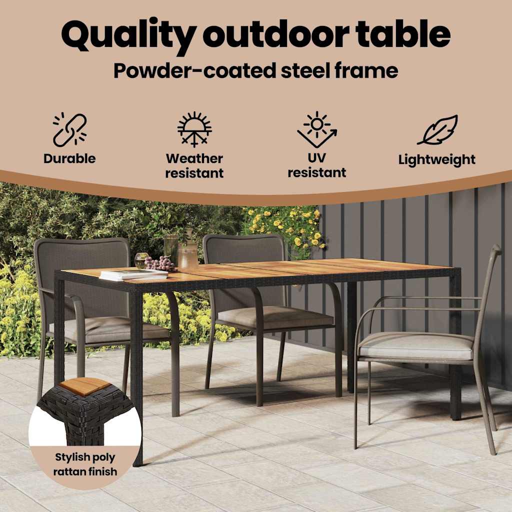 Garden Table Black 190 x 90 x 75 cm Poly Rattan
