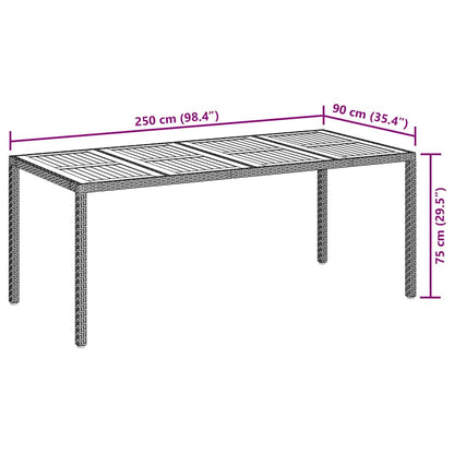 Garden Table Black 190 x 90 x 75 cm Poly Rattan