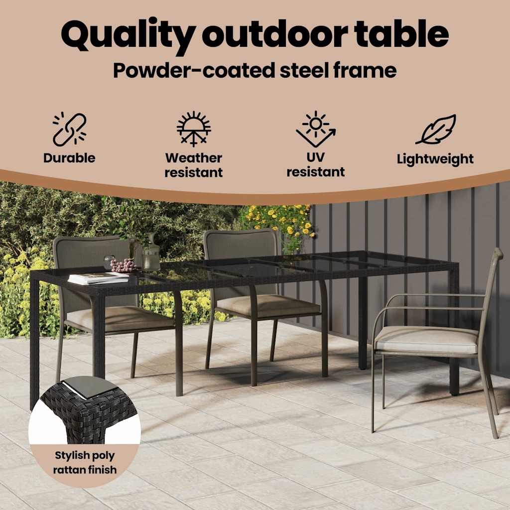 Garden Table Pure Black 250 x 100 x 75 cm Poly Rattan