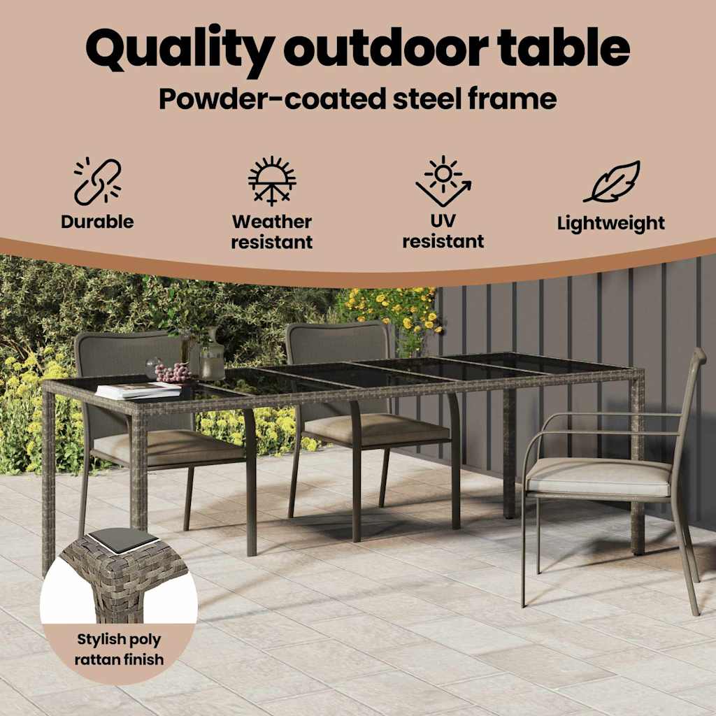 Garden Table Grey 250 x 100 x 75 cm Poly Rattan