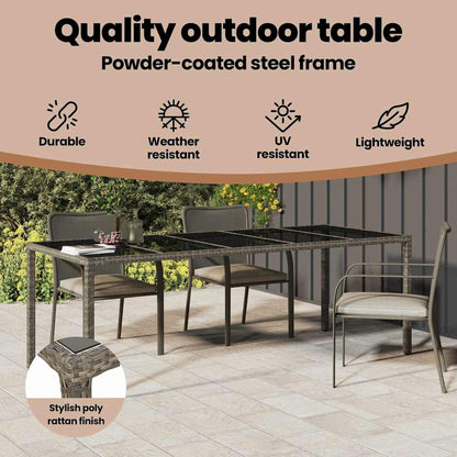 Garden Table Grey 250 x 100 x 75 cm Poly Rattan