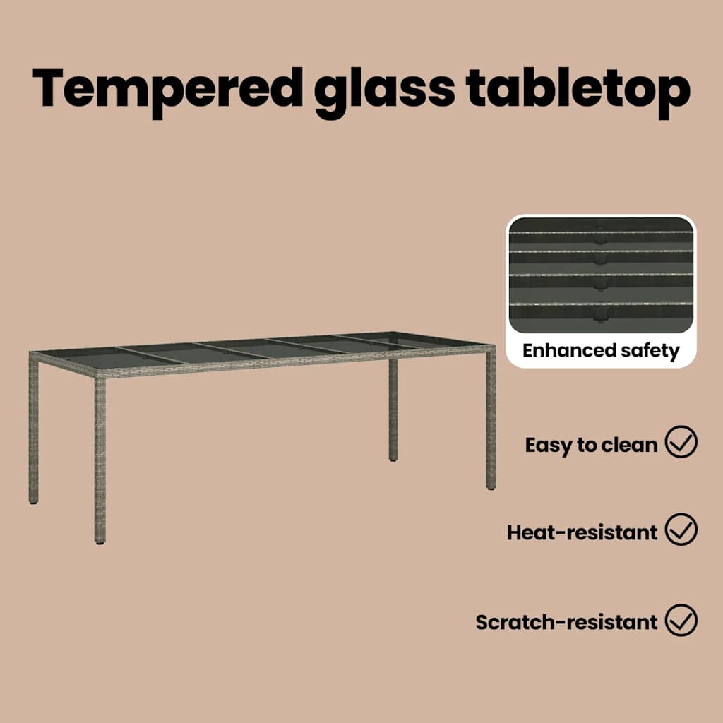 Garden Table Grey 250 x 100 x 75 cm Poly Rattan