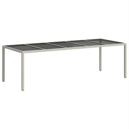 Garden Table White 250x100x75 cm Poly Rattan and Tempered Glass