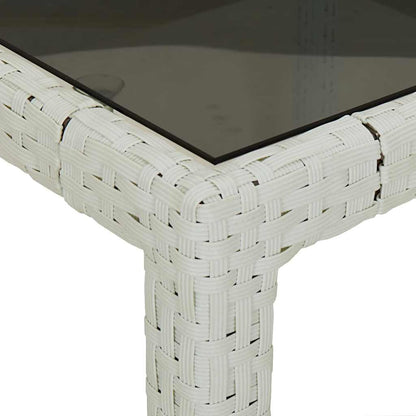Garden Table | White | Poly Rattan | Large | Adjustable Feet