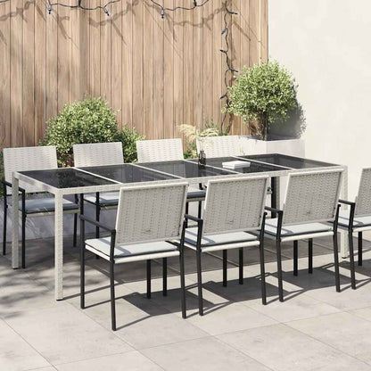 Garden Table | White | Poly Rattan | Large | Adjustable Feet