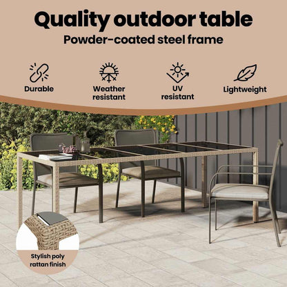 Garden Table Beige 250 x 100 x 75 cm Poly Rattan