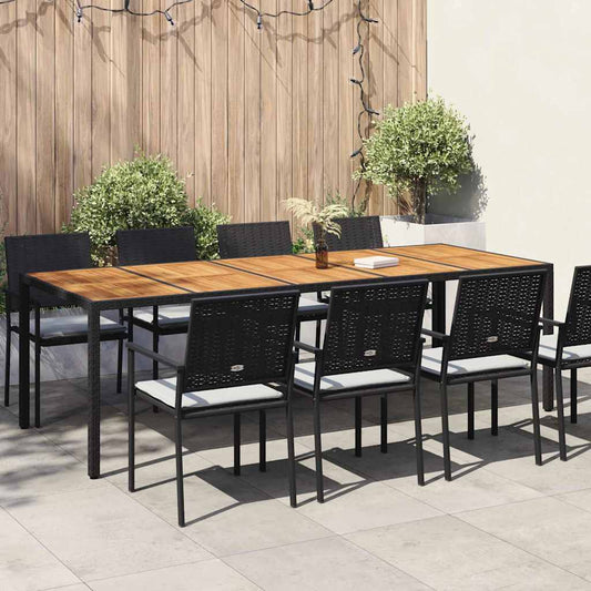 Garden Table Black Poly Rattan