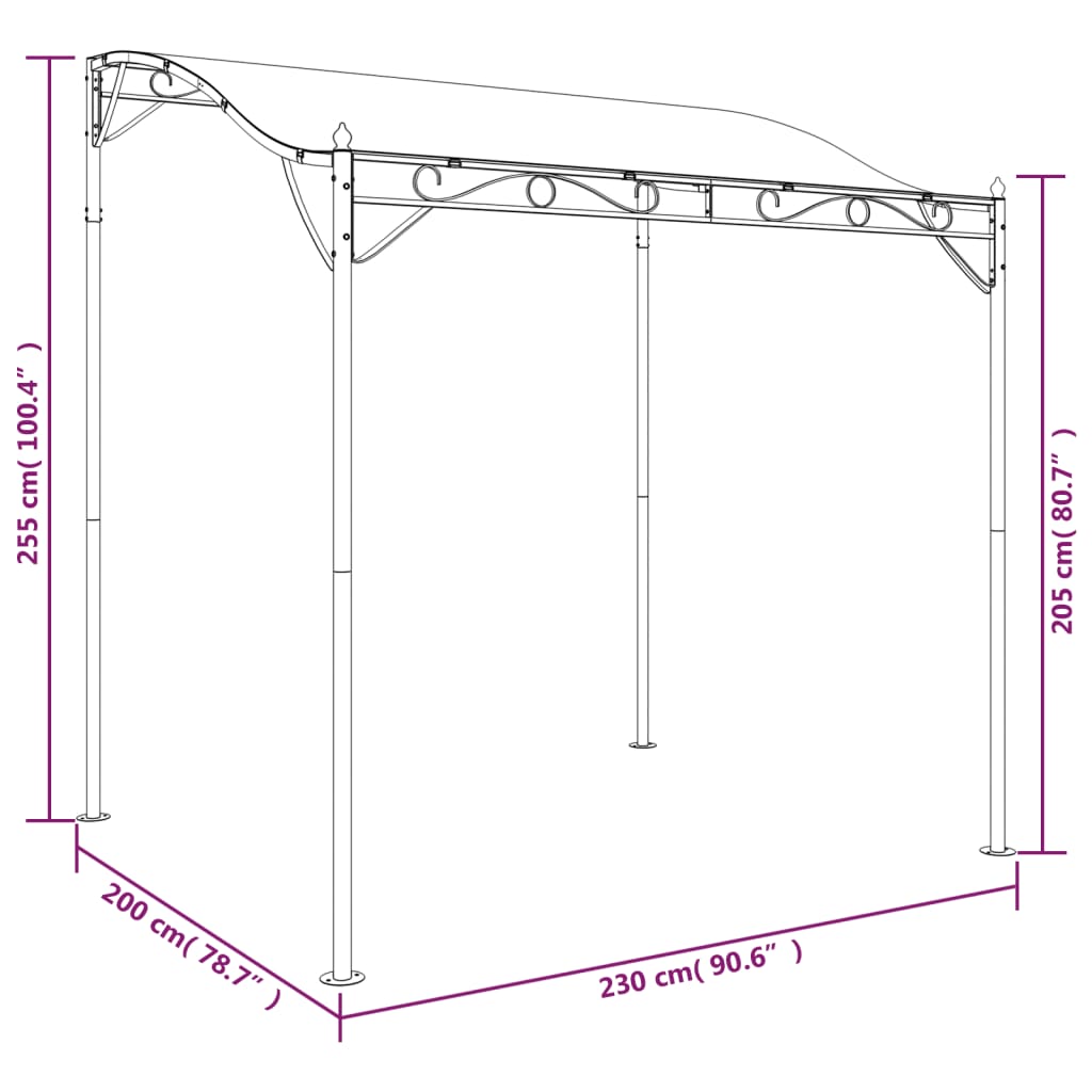 Canopy Taupe 2x2.3 m 180 g/m² Fabric and Steel