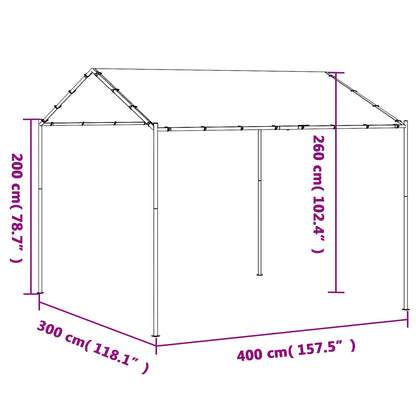 Gazebo 4 x 4 x 2.6 m White Steel and Polyester 180 gsm
