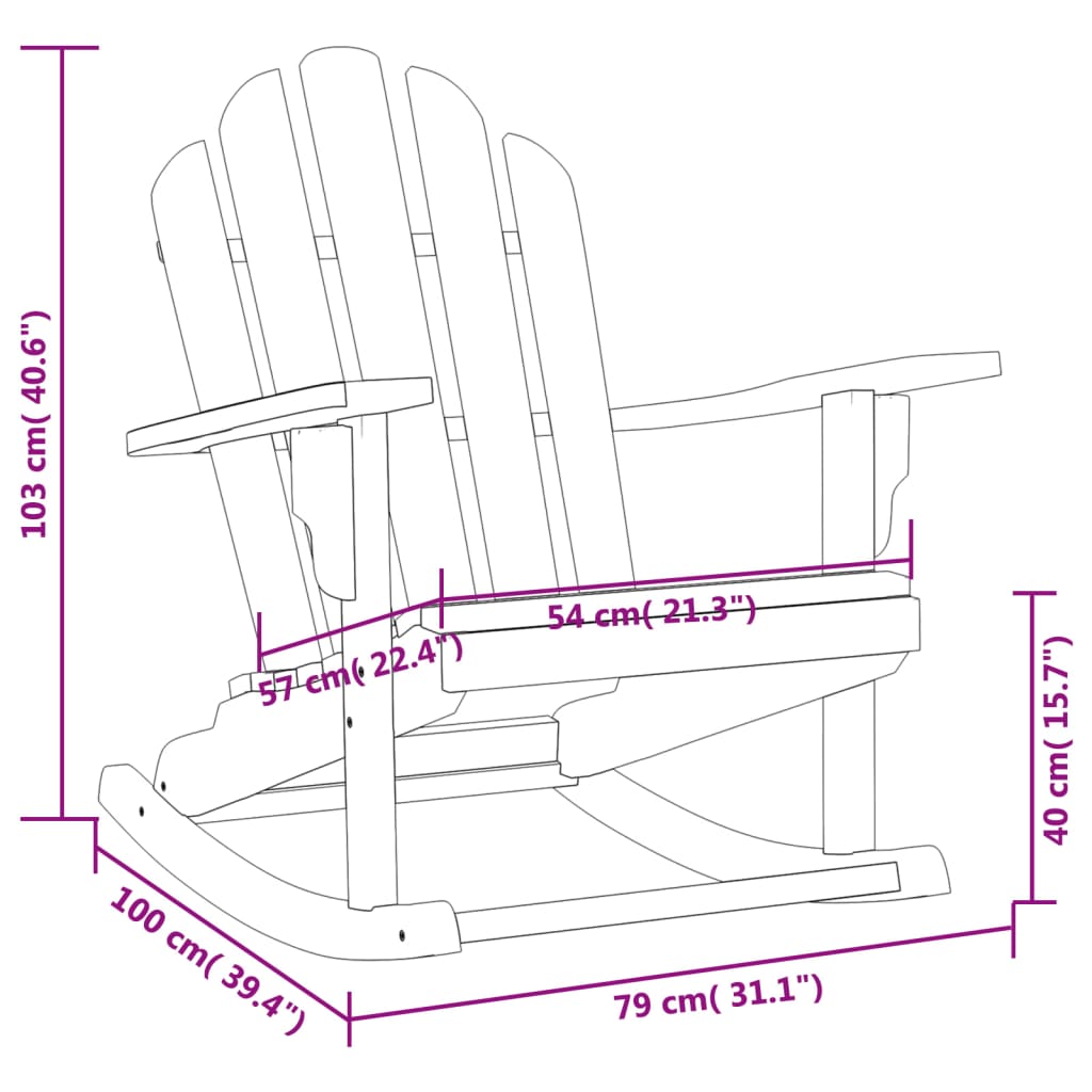 Garden Adirondack Rocking Chair | Set of 2 | Natural Teak