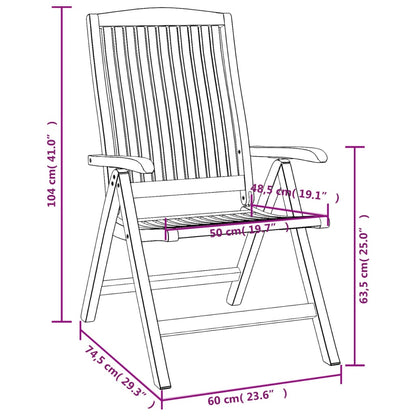 Reclining Garden Chair | Set of 6 | Natural teak | Solid teak wood