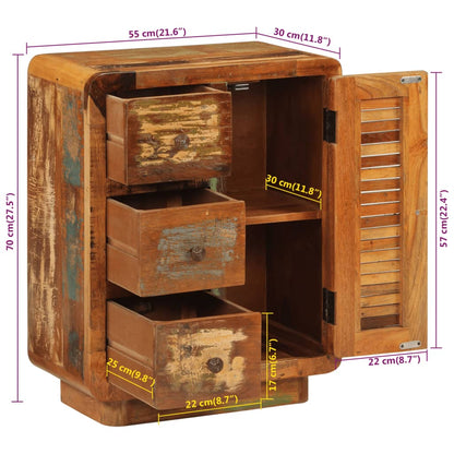 Sideboard with 3 Drawers 55x30x70 cm Solid Wood Reclaimed