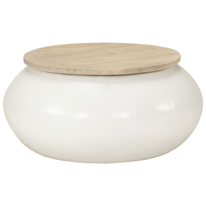 Coffee Table White 51x51x27 cm Solid Wood Mango