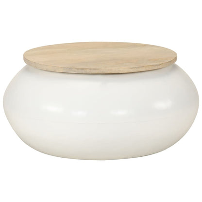 Coffee Table White 51x51x27 cm Solid Wood Mango