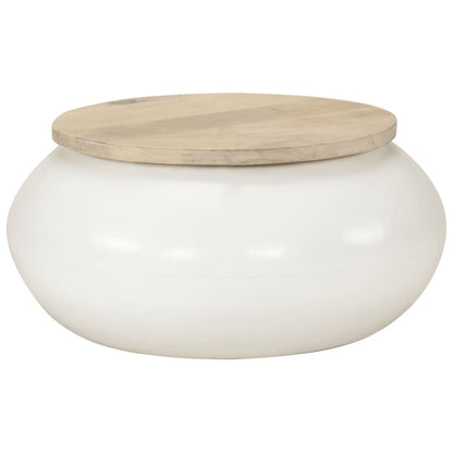 Coffee Table White 51x51x27 cm Solid Wood Mango