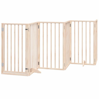 Dog Gate with Door Foldable 6 Panels 300 cm Poplar Wood