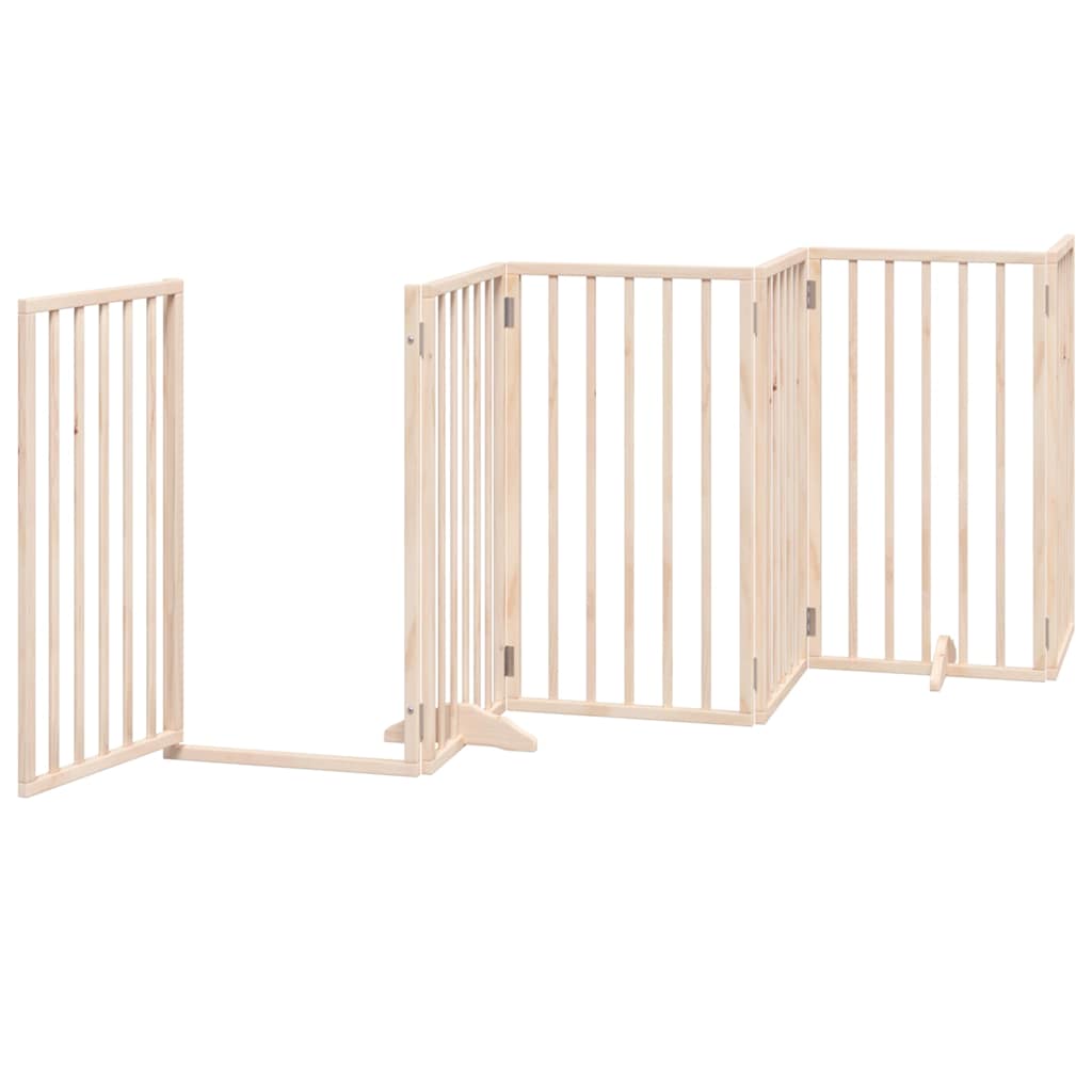 Dog Gate with Door Foldable 6 Panels 300 cm Poplar Wood