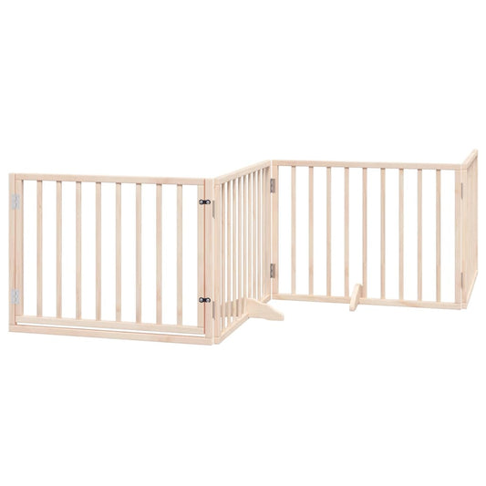 Dog Gate with Door Foldable 4 Panels 320 cm Poplar Wood