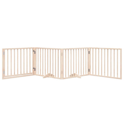 Dog Gate with Door Foldable 4 Panels 320 cm Poplar Wood