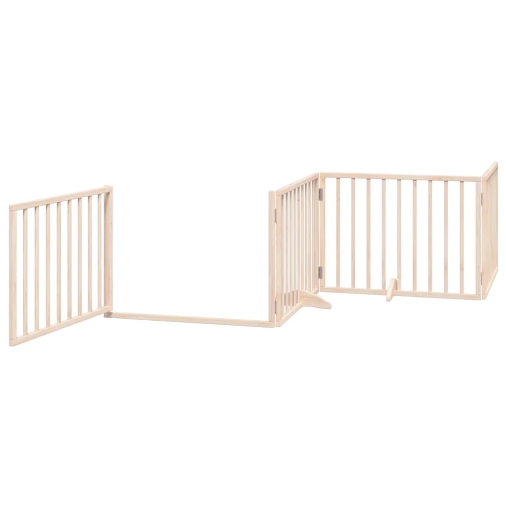 Dog Gate with Door Foldable 4 Panels 320 cm Poplar Wood