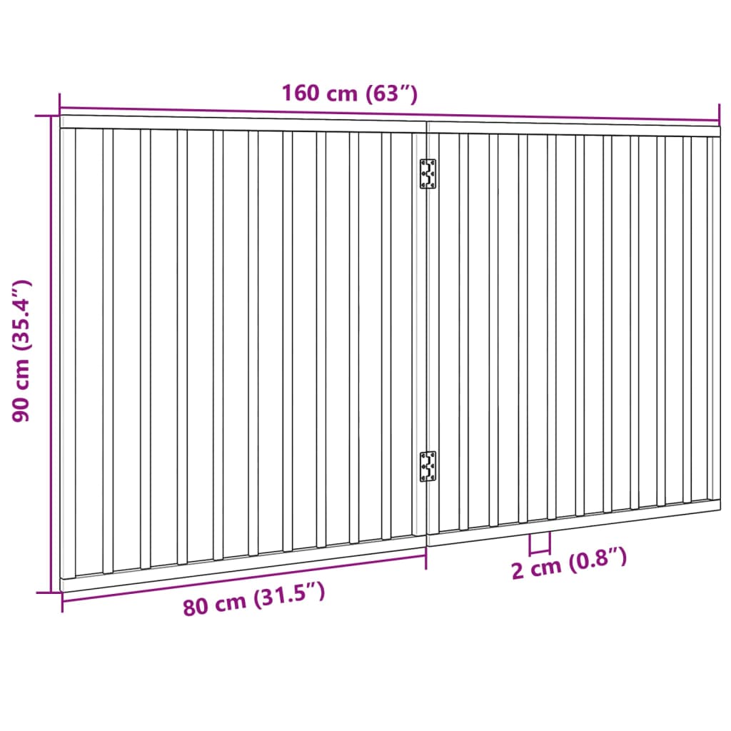 Dog Gate Foldable 2 Panels 160 cm Poplar Wood