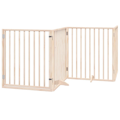 Dog Gate with Door Foldable 4 Panels 320 cm Poplar Wood
