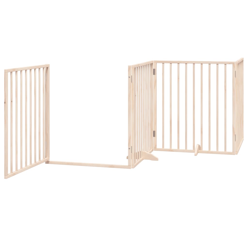 Dog Gate with Door Foldable 4 Panels 320 cm Poplar Wood