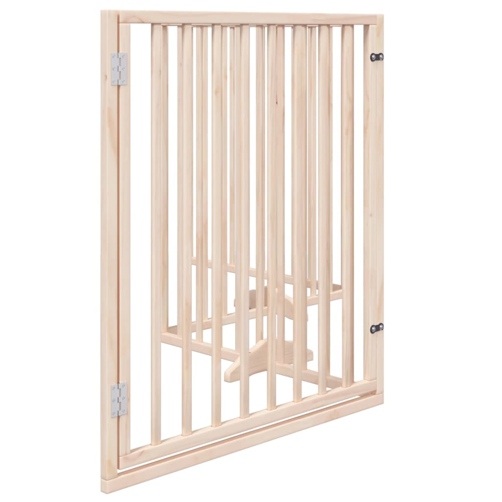 Dog Gate with Door Foldable 4 Panels 320 cm Poplar Wood
