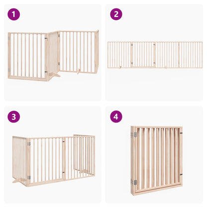 Dog Gate with Door Foldable 4 Panels 320 cm Poplar Wood