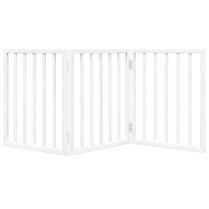 Dog Gate Foldable 3 Panels White 150 cm Poplar Wood
