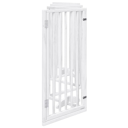 Dog Gate with Door Foldable 6 Panels White 300 cm Poplar Wood