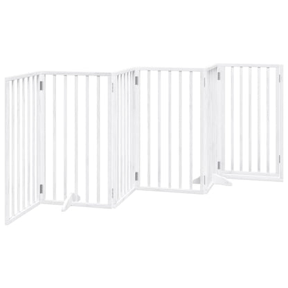 Dog Gate with Door Foldable 6 Panels White 300 cm Poplar Wood