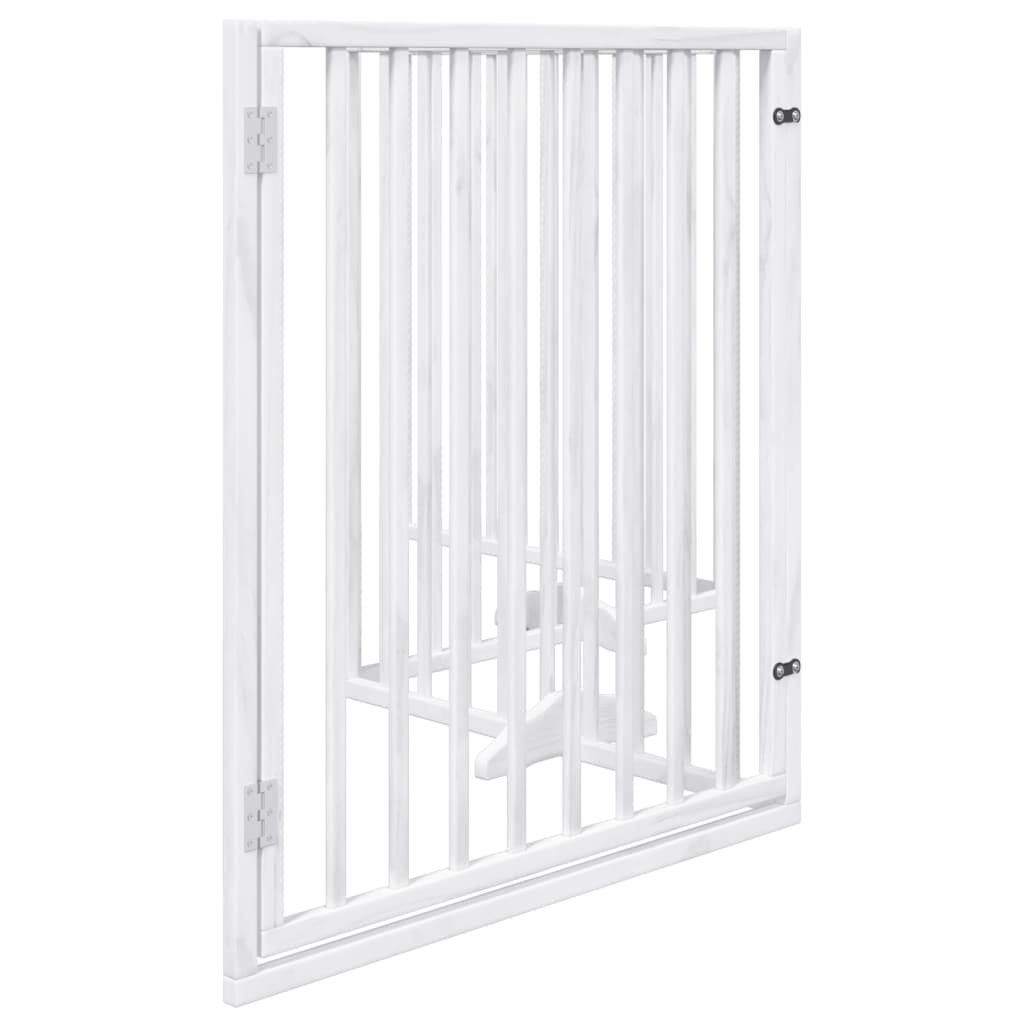 Dog Gate with Door Foldable 4 Panels White 320 cm Poplar Wood