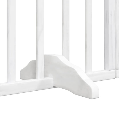 Dog Gate with Door Foldable 4 Panels White 320 cm Poplar Wood