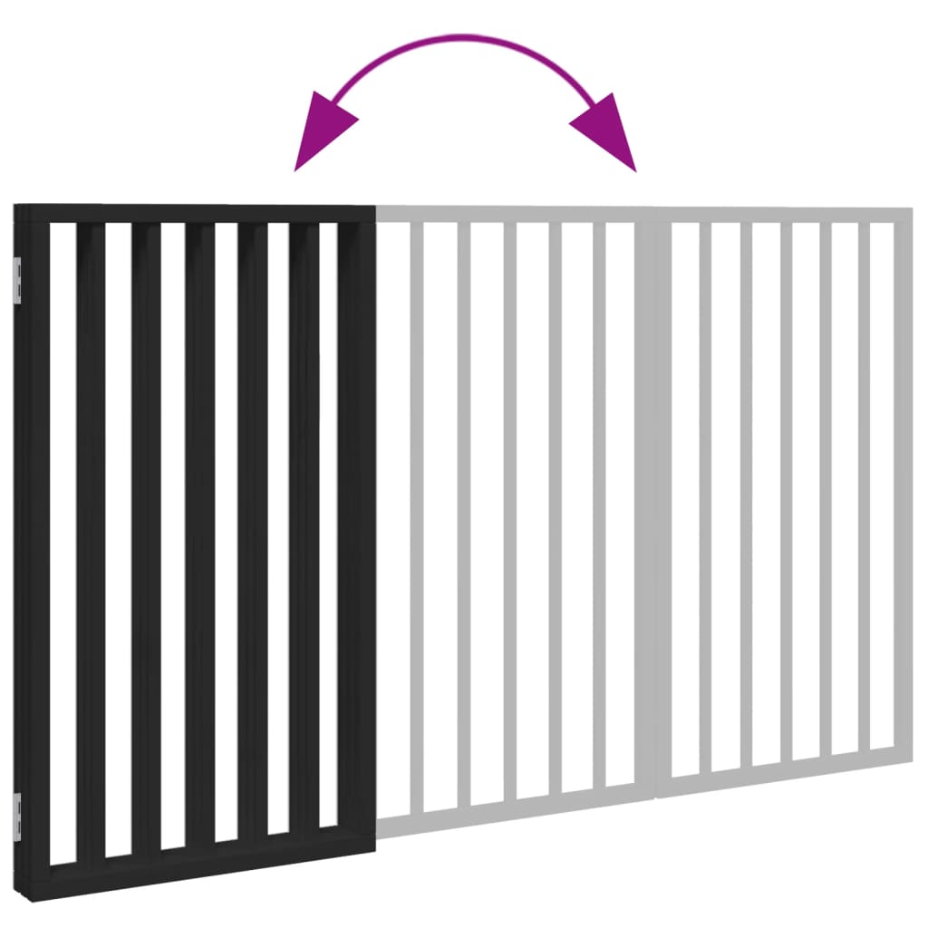 Dog Gate Foldable 3 Panels Black 150 cm Poplar Wood