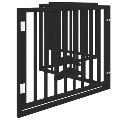 Dog Gate with Door Foldable 4 Panels Black 320 cm Poplar Wood